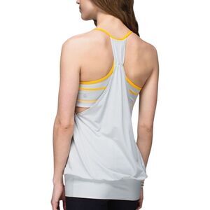 Lululemon Gray and Yellow No Limits Sports Bra Tank Top Padded Combo 4